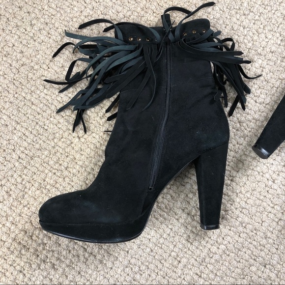Via Spiga Black Suede Fringed Boho booties 8.5 - Picture 9 of 15